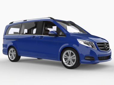 Mercedes-Benz V-sınıf beyaz zemin üzerine mavi. Üç boyutlu raster resim. 3D render.