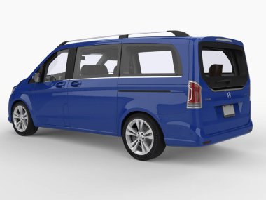 Mercedes-Benz V-sınıf beyaz zemin üzerine mavi. Üç boyutlu raster resim. 3D render.