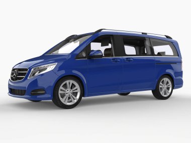 Mercedes-Benz V-sınıf beyaz zemin üzerine mavi. Üç boyutlu raster resim. 3D render.