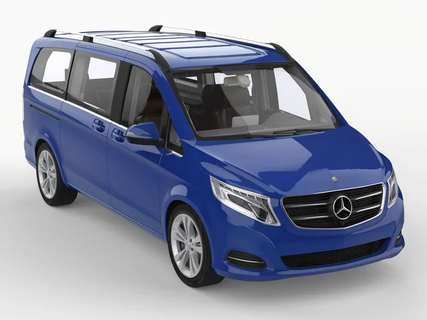 Mercedes-Benz V-sınıf beyaz zemin üzerine mavi. Üç boyutlu raster resim. 3D render.
