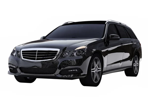 Large black family business car with a sporty and at the same time comfortable handling. 3d rendering. — Stock Photo, Image