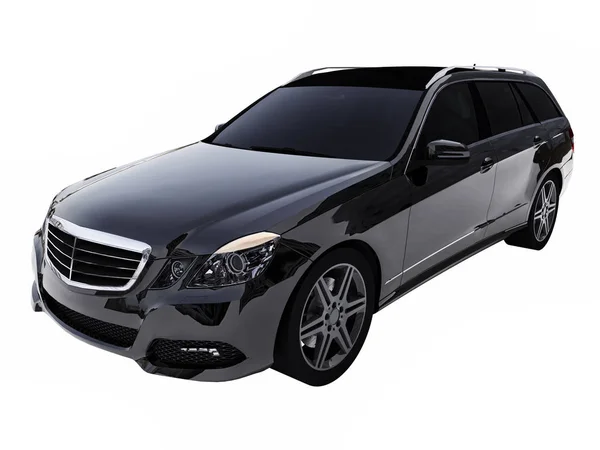 Large black family business car with a sporty and at the same time comfortable handling. 3d rendering. — Stock Photo, Image