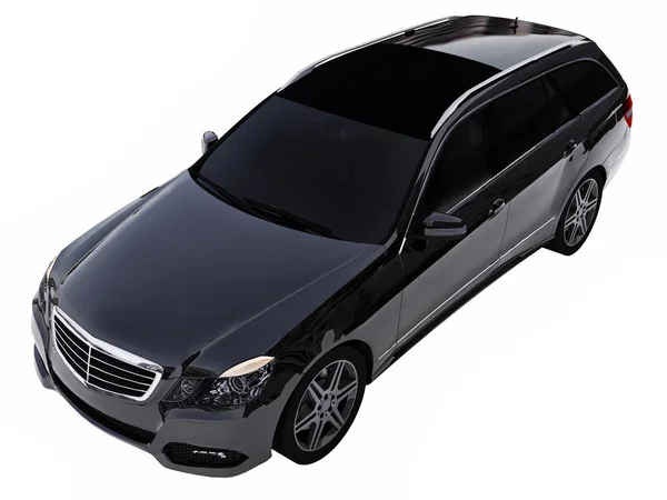 Gran coche de negocios familiar negro con un manejo deportivo y al mismo tiempo cómodo. renderizado 3d . — Foto de Stock