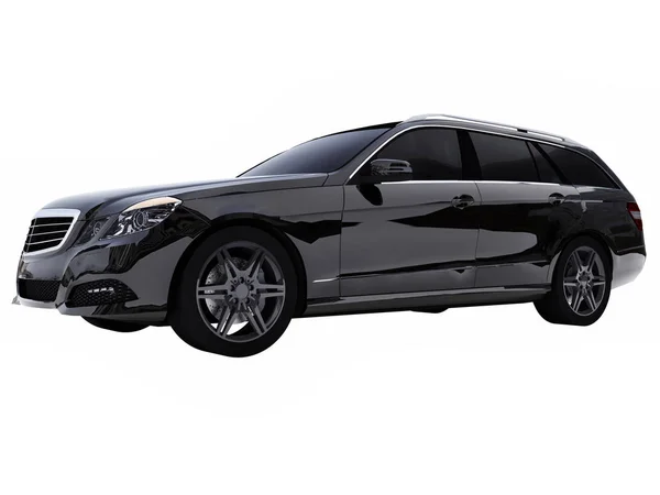 Gran coche de negocios familiar negro con un manejo deportivo y al mismo tiempo cómodo. renderizado 3d . — Foto de Stock