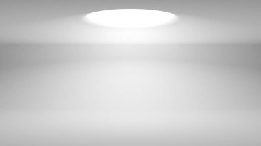 Tasarımınızı gösteren bir stand. Bir yuvarlak Kaide diffüz topaç tarafından ışık aydınlatılmış platform. Işık kızdırma. Gelecekteki arka plan. 3D render.