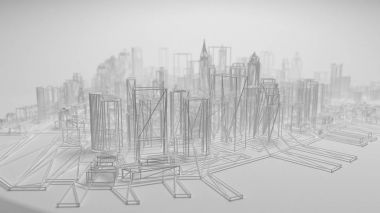 Beyaz arka plan üzerinde izole 3d şehir panoraması. 3D render.