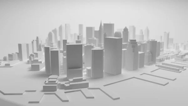 3D-panorama van de stad geïsoleerd op een witte achtergrond. 3D-rendering. — Stockfoto