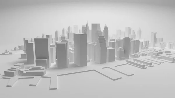 3D-panorama van de stad geïsoleerd op een witte achtergrond. 3D-rendering. — Stockfoto