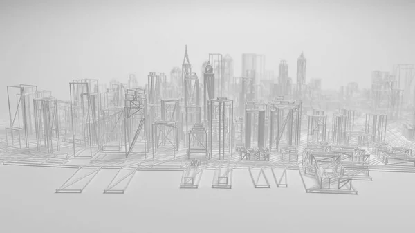 3D city panorama isolerad på vit bakgrund. 3D-rendering. — Stockfoto