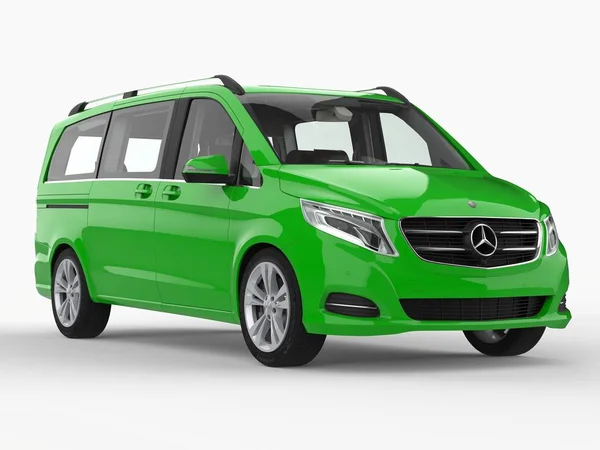Classe V Mercedes-Benz verte sur fond blanc. Illustration matricielle en trois dimensions. Rendu 3d . — Photo