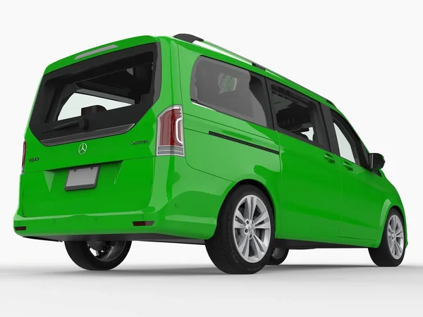 Groene Mercedes-Benz V-klasse op een witte achtergrond. Driedimensionale raster illustratie. 3D-rendering. — Stockfoto