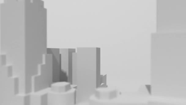 Ein Modell der Stadt New York. fliegt die Kamera zwischen den Gebäuden hin und her und erhebt sich leicht nach oben, so dass die ganze Stadt zu sehen ist. 3D-Darstellung. — Stockvideo