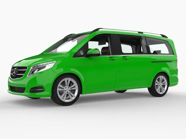 Mercedes-Benz V-clase verde sobre fondo blanco. Ilustración de trama tridimensional. renderizado 3d . — Foto de Stock