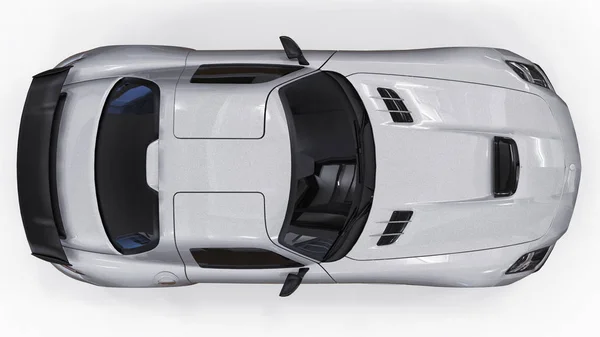 梅赛德斯-奔驰 Sls 颜色灰色金属。三维光栅图。在白色背景上的隔离车。3d 渲染. — 图库照片