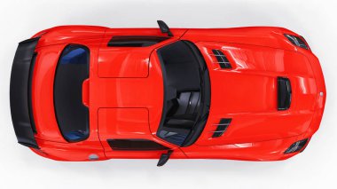 Mercedes-Benz Sls kırmızı. Üç boyutlu raster resim. İzole araba beyaz arka plan üzerinde. 3D render.