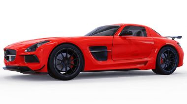 Mercedes-Benz Sls kırmızı. Üç boyutlu raster resim. İzole araba beyaz arka plan üzerinde. 3D render.