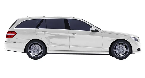 Grande voiture d'affaires familiale blanche avec une tenue de route sportive et confortable. Rendu 3d . — Photo