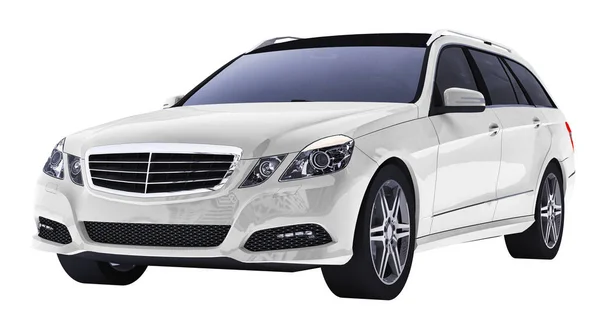 Large white family business car with a sporty and at the same time comfortable handling. 3d rendering. — Stock Photo, Image