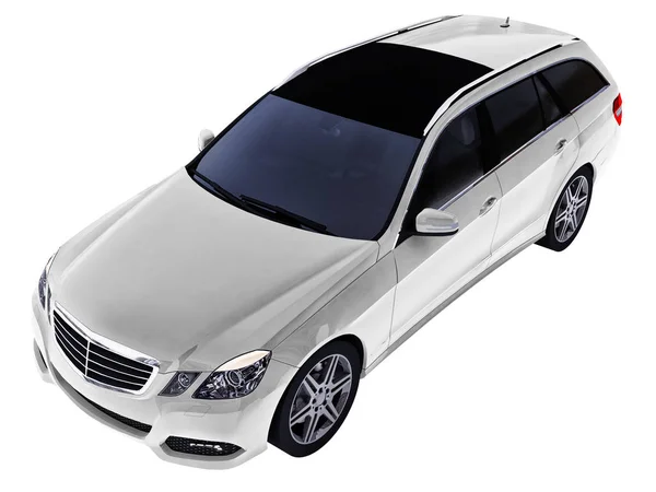Grande voiture d'affaires familiale blanche avec une tenue de route sportive et confortable. Rendu 3d . — Photo