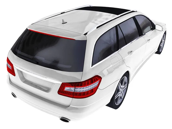 Large white family business car with a sporty and at the same time comfortable handling. 3d rendering. — Stock Photo, Image