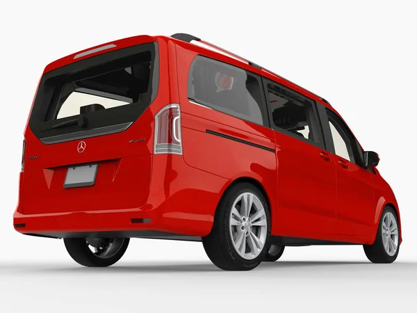 Kırmızı Mercedes-Benz V sınıf beyaz zemin üzerinde. Üç boyutlu raster resim. 3D render. — Stok fotoğraf