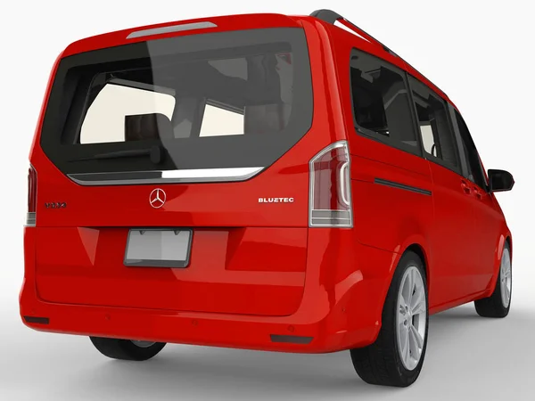 Mercedes-Benz Classe V rouge sur fond blanc. Illustration matricielle en trois dimensions. Rendu 3d . — Photo