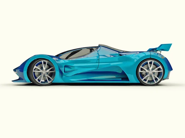 Блакитна гоночна концепція автомобіля. Зображення автомобіля на білому тлі. 3D візуалізація . — стокове фото