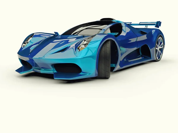 Concept-car de course bleu. Image d'une voiture sur fond blanc. Rendu 3d . — Photo