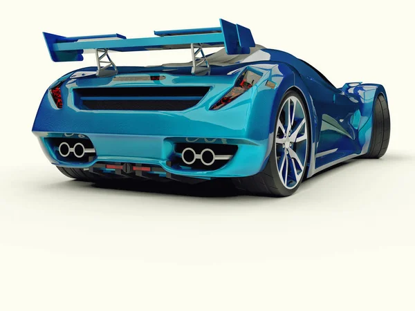 Concept-car de course bleu. Image d'une voiture sur fond blanc. Rendu 3d . — Photo