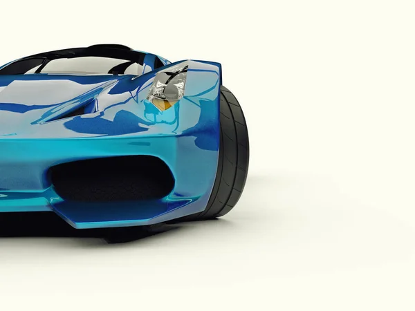 Modrá závodní auto koncept. Obrázek auta na bílém pozadí. 3D vykreslování. — Stock fotografie