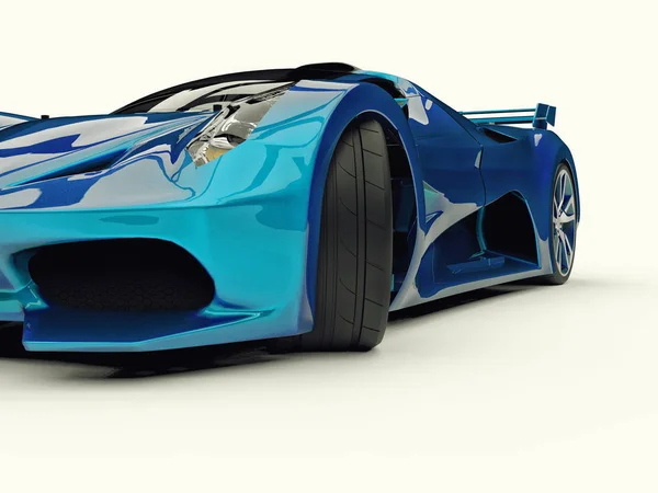 Kék versenyautó koncepció. Kép egy autó, egy fehér háttér. 3D-leképezés. — Stock Fotó