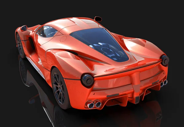Sportwagen. das Bild eines roten Sportwagens auf schwarzem Hintergrund. 3D-Illustration. — Stockfoto