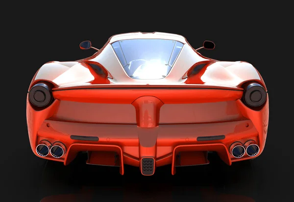 Voiture de sport. L'image d'une voiture de sport rouge sur fond noir. Illustration 3d . — Photo