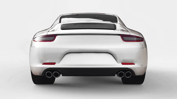 Vit Porsche 911 tredimensionella raster illustration på vit bakgrund. 3D-rendering. — Stockfoto