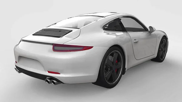 Illustrazione raster tridimensionale Porsche 911 bianca su sfondo bianco. rendering 3d . — Foto Stock