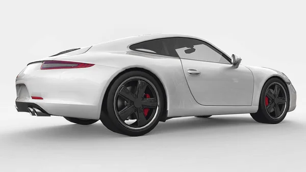 Porsche 911'i üç boyutlu raster resimde beyaz bir arka plan üzerinde beyaz. 3D render. — Stok fotoğraf