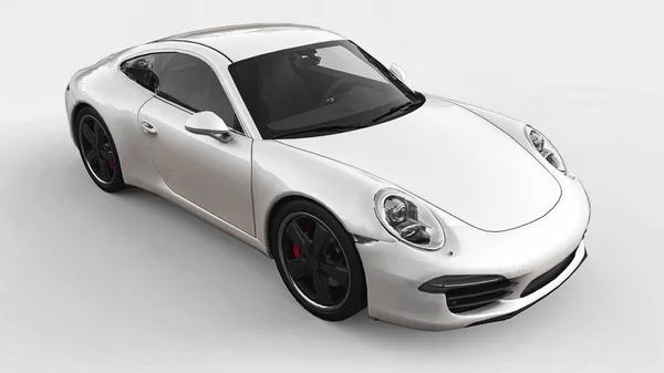 Illustration raster tridimensionnelle Porsche 911 blanche sur fond blanc. Rendu 3d . — Photo