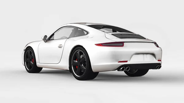Raster Trójwymiarowy biały Porsche 911 ilustracja na białym tle. renderowania 3D. — Zdjęcie stockowe