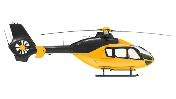 Gele helikopter geïsoleerd op de witte achtergrond. 3D illustratie. — Stockfoto