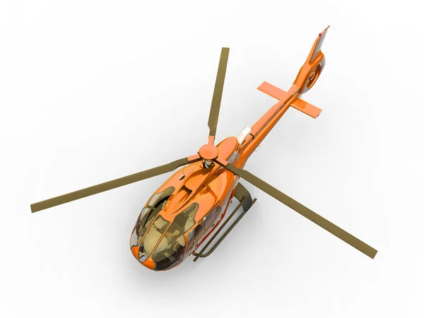 Orange civilian helicopter on a white uniform background. 3d illustration. — Stock Photo, Image