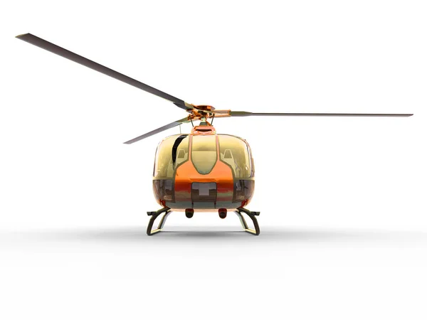 Orange civila helikopter på en vit enhetlig bakgrund. 3D illustration. — Stockfoto