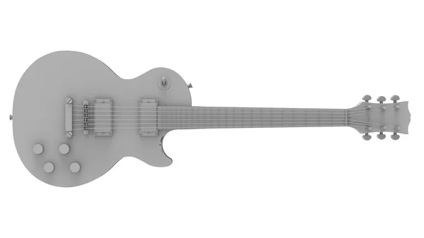 Gray electric guitar on white background. 3d rendering. — Stock Photo, Image