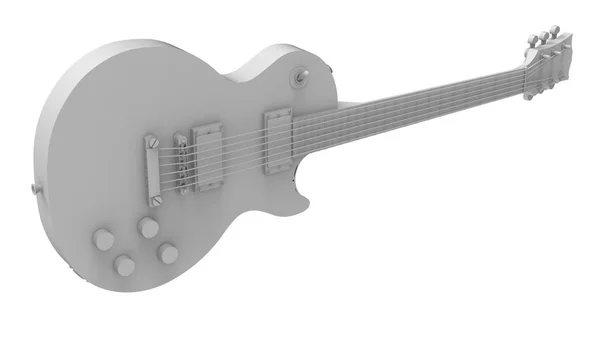 Guitare électrique grise sur fond blanc. Rendu 3d . — Photo