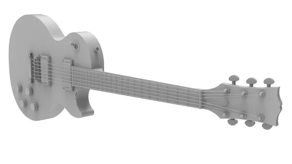 Graue E-Gitarre auf weißem Hintergrund. 3D-Darstellung. — Stockfoto