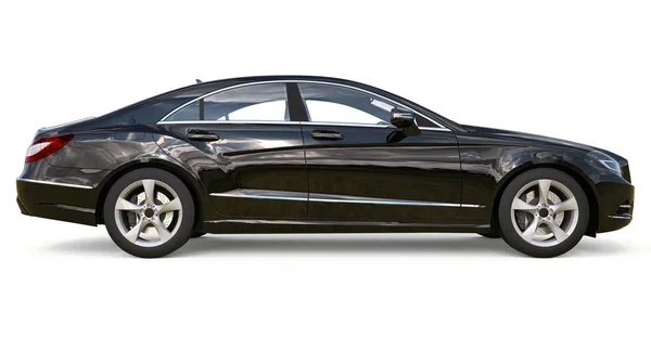 Mercedes Benz CLS Coupe negro sobre fondo blanco. renderizado 3d . — Foto de Stock