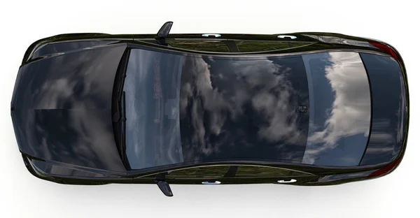 Schwarzes Mercedes Benz CLS Coupé auf weißem Hintergrund. 3D-Darstellung. — Stockfoto