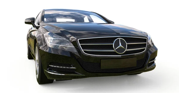 Black Mercedes Benz CLS Coupe на белом фоне. 3d-рендеринг . — стоковое фото
