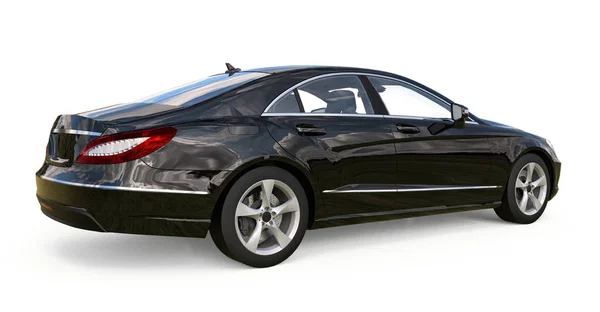 Mercedes Benz CLS Coupe negro sobre fondo blanco. renderizado 3d . — Foto de Stock