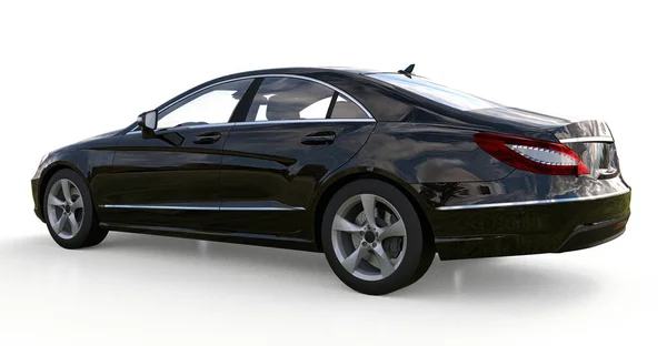 Black Mercedes Benz CLS Coupe on a white background. 3d rendering. — Stock Photo, Image