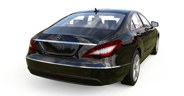 Mercedes Benz CLS Coupe negro sobre fondo blanco. renderizado 3d . — Foto de Stock